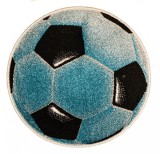 Cumpara ieftin Covor Rotund Camera Copii Model Minge Fotbal 11198-140, Marime 67 x 67 cm, Albastru, Inaltime Fir 9 mm, Antialergic, Polipropilena, Gradinita, Cresa,
