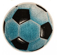 Covor Rotund Camera Copii Model Minge Fotbal 11198-140, Marime 67 x 67 cm, Albastru, Inaltime Fir 9 mm, Antialergic, Polipropilena, Gradinita, Cresa,