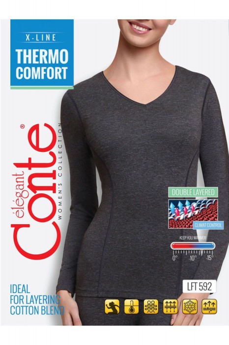 Bluză thermo damă, Conte Elegant LFT 592 - Anthracite, XS (Regular)
