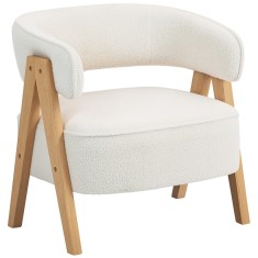 HOMCOM Fotoliu de living din țesătură boucl&eacute;, fotoliu tapițat, șezut larg, spătar ergonomic, 70 x 64 x 71 cm, alb | Aosom Romania