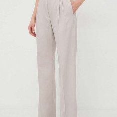 Liviana Conti pantaloni din lână culoarea bej, drept, high waist F4SP41