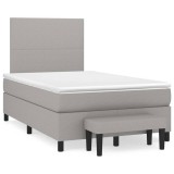 VidaXL Pat box spring cu saltea, gri deschis, 120x190 cm, textil