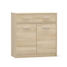 Comoda 2 usi 1 sertar din mdf stejar sonoma Teyo 83x34x85 cm