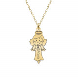 Little Angel - Colier personalizat fetita ingeras din argint 925 placat cu aur galben 24K, Bijubox