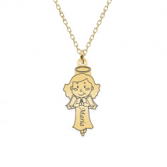 Little Angel - Colier personalizat fetita ingeras din argint 925 placat cu aur galben 24K