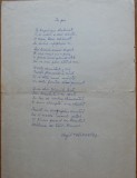 Poezie in manuscris, In pas, de Virgil Carianopol, scrisa si semnata olograf