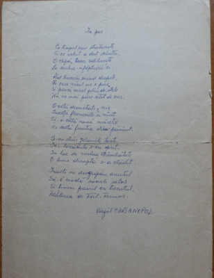 Poezie in manuscris, In pas, de Virgil Carianopol, scrisa si semnata olograf foto