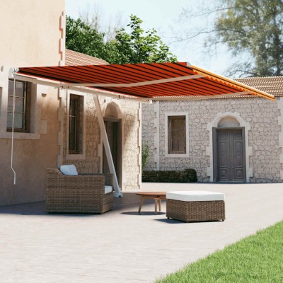 vidaXL Copertină autonomă retractabilă automat oranj&amp;amp;maro 600x300 cm 3069610 foto