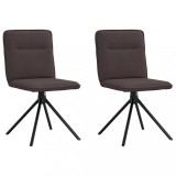VidaXL Scaune de masă, 2 buc., maro &icirc;nchis, material textil