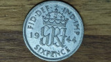 Anglia / Marea Britanie - moneda argint - 6 pence / sixpence 1944 XF -George VI, Europa