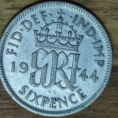 Anglia / Marea Britanie - moneda argint - 6 pence / sixpence 1944 XF -George VI