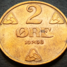Moneda istorica 2 ORE - NORVEGIA, anul 1938 *cod 4854 A = excelenta