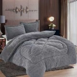 Cumpara ieftin Lenjerie De Pat Soft Dream Encha Co014, Microfibra Plusata, 3 Piese, Fara Elastic, Gri