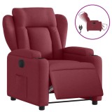 Fotoliu rabatabil electric, rosu vin, material textil