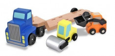 Camion Transportor Cu Platforma Cu Utilaje De Constructii Melissa And Doug foto