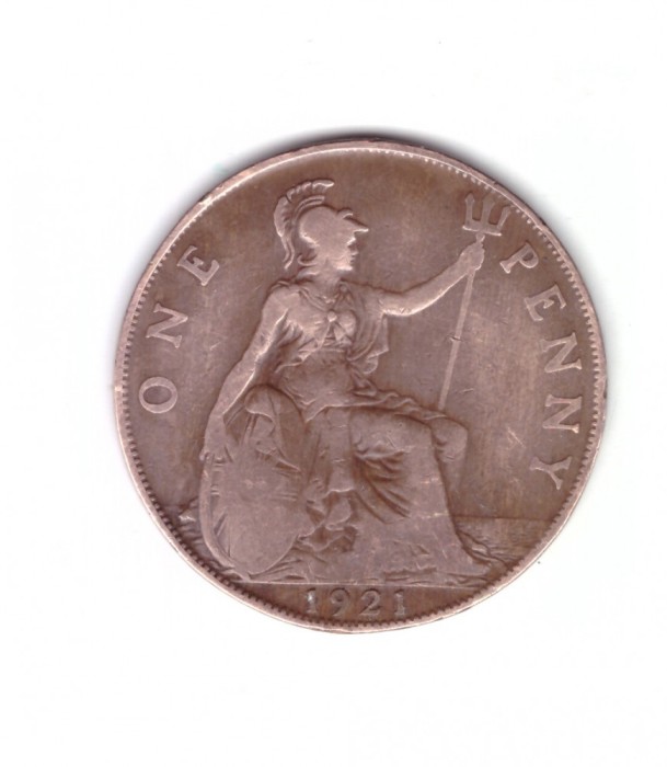 Moneda Marea Britanie 1 penny 1921, stare buna, curata