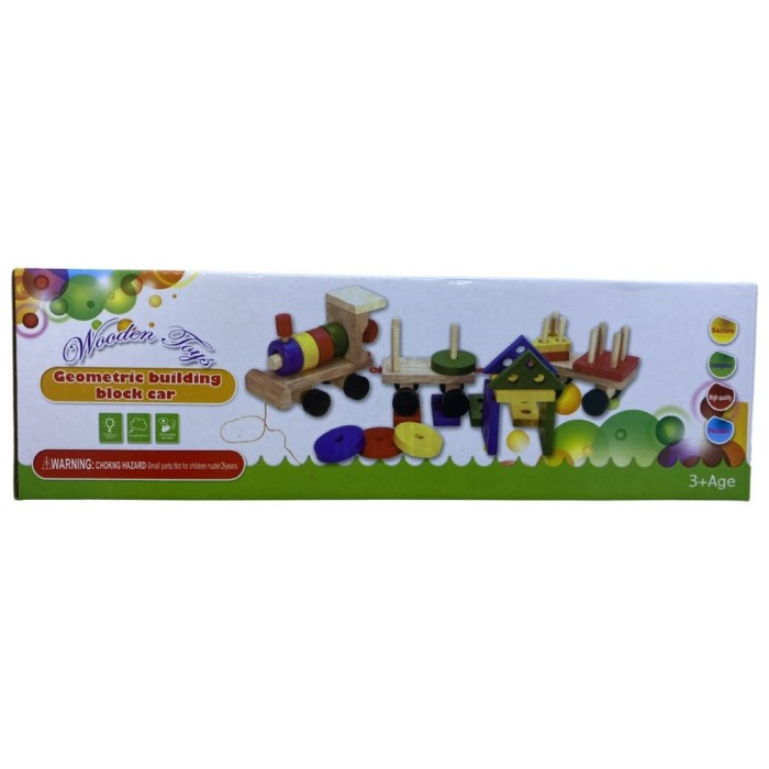 Tren de lemn cu forme geometrice