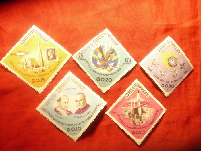 Serie Paraguay 1966 - Aniversari , 5 valori , fara posta aeriana