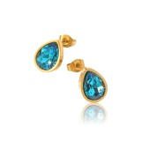 Cercei placati cu aur Blue Drop