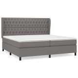 Cumpara ieftin Pat box spring cu saltea, gri inchis, 200x200 cm, textil