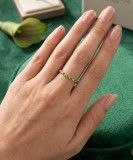 Inel Semi-Eternity din Argint 925 Placat cu Aur , Model Marquise Verde Smarald