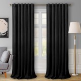 Set draperii din catifea cu rejansa transparenta cu ate pentru galerie, Madison, 150x260 cm, densitate 700 g/ml, Negru, 2 buc