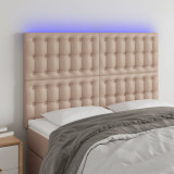 Tablie de pat cu LED, cappuccino, 144x5x118/128 cm, piele eco GartenMobel Dekor, vidaXL