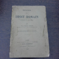 Textes de Droit Romain - Frederic Girard (carte in limba franceza)