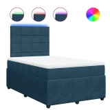 Cumpara ieftin Pat box spring cu saltea, albastru, 120x200 cm, catifea