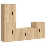 Set dulap TV, 4 piese, stejar sonoma, lemn prelucrat