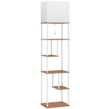 HOMCOM Lampă de podea cu rafturi Temperaturi de culoare reglabile 3000K-6500K Telecomandă Bec E27 Lemn natural | Aosom Romania