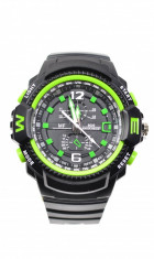 Ceas de mana barbati sport analog negru cu verde - MF9005QV foto