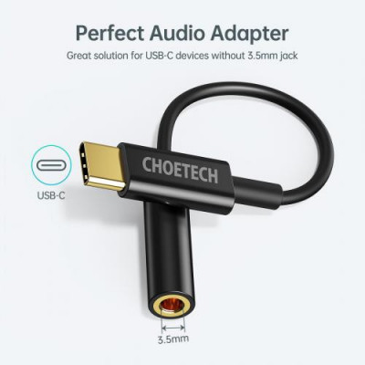 Cablu adaptor USB Type C - Jack 3.5 mm mama casti Choetech AUX003 foto