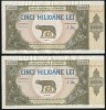 Q552 PERECHE CONSECUTIVA 5000000 LEI 1947 CIRCULATA VF