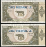 q552 PERECHE CONSECUTIVA 5000000 LEI 1947 CIRCULATA VF