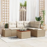 VidaXL Set de canapea pentru grădină 5 pcs Bej, alb 55 x 55 x 37 cm