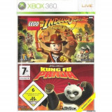 2 Jocuri XBOX 360 Lego Indiana Jones The Original Adventures &amp; Kung Fu Panda, Actiune, Multiplayer, Toate varstele, Electronic Arts
