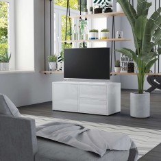 vidaXL Dulap TV, alb extralucios, 80x34x36 cm, lemn prelucrat foto