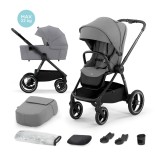 Carucior Kinderkraft NEA 2 in 1 Platinum Grey, Usoare, Pliabil, 22kg, Landou, Scaun Reversibil, Adaptoare