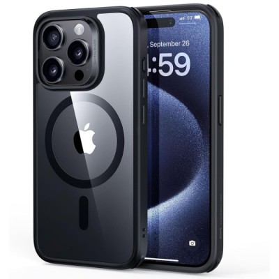 Husa pentru iPhone 15 Pro Max - ESR Classic Hybrid HaloLock - Clear Black foto
