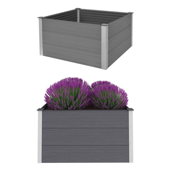 Gossi strat inaltat de gradina, gri, 100 x 100 x 54 cm, wpc