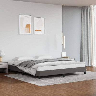 vidaXL Cadru de pat, gri, 180x200 cm, piele ecologică foto