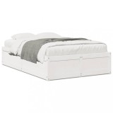 VidaXL Cadru de pat fără saltea, alb, 135x190 cm, lemn masiv de pin