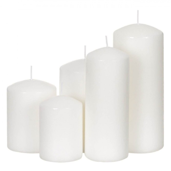 Set Lumanari Parafina, 5 Buc, Culoare Alb, Timp Ardere Pana La 50 Ore