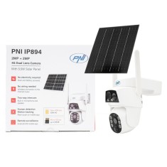 Camera Supraveghere Video PNI IP894 GSM 4G PTZ Dual Lens 2MP + 2MP Panou Solar 5.5W Acumulator Bloc 8000mAh Microfon Difuzor