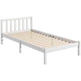 HOMCOM Cadru de pat din lemn masiv 90x190 cm pat single cu tăblie și somieră cu lamele solid pentru copii adulți | Aosom Romania