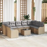 Gossi set de canapea de gradina cu 10 piese cu pernute ratan poliester negru