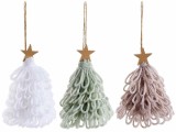 Cumpara ieftin Set 3 ornamente brad Craciun textil multicolor &Oslash; 8 cm x 9,5 H