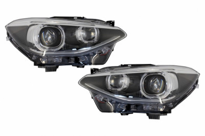 Faruri Angel Eyes compatibil cu BMW 1 Series F20 F21 (2011-2014) Negru HLBMF20NFB foto