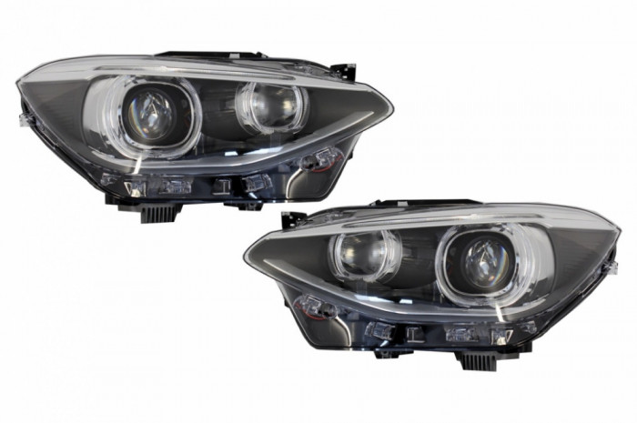 Faruri Angel Eyes compatibil cu BMW 1 Series F20 F21 (2011-2014) Negru HLBMF20NFB